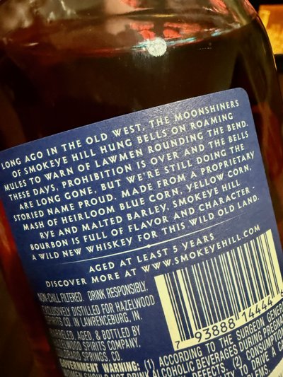 Smokeye Hill Barrel Proof Straight Bourbon Whiskey