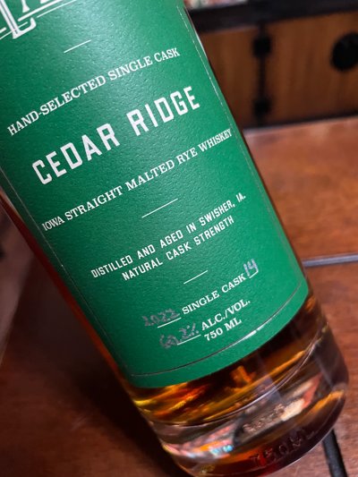 Cedar Ridge Iowa Straight Malted Rye Whiskey